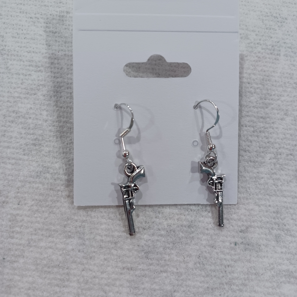 Silver Gun Charm Earrings